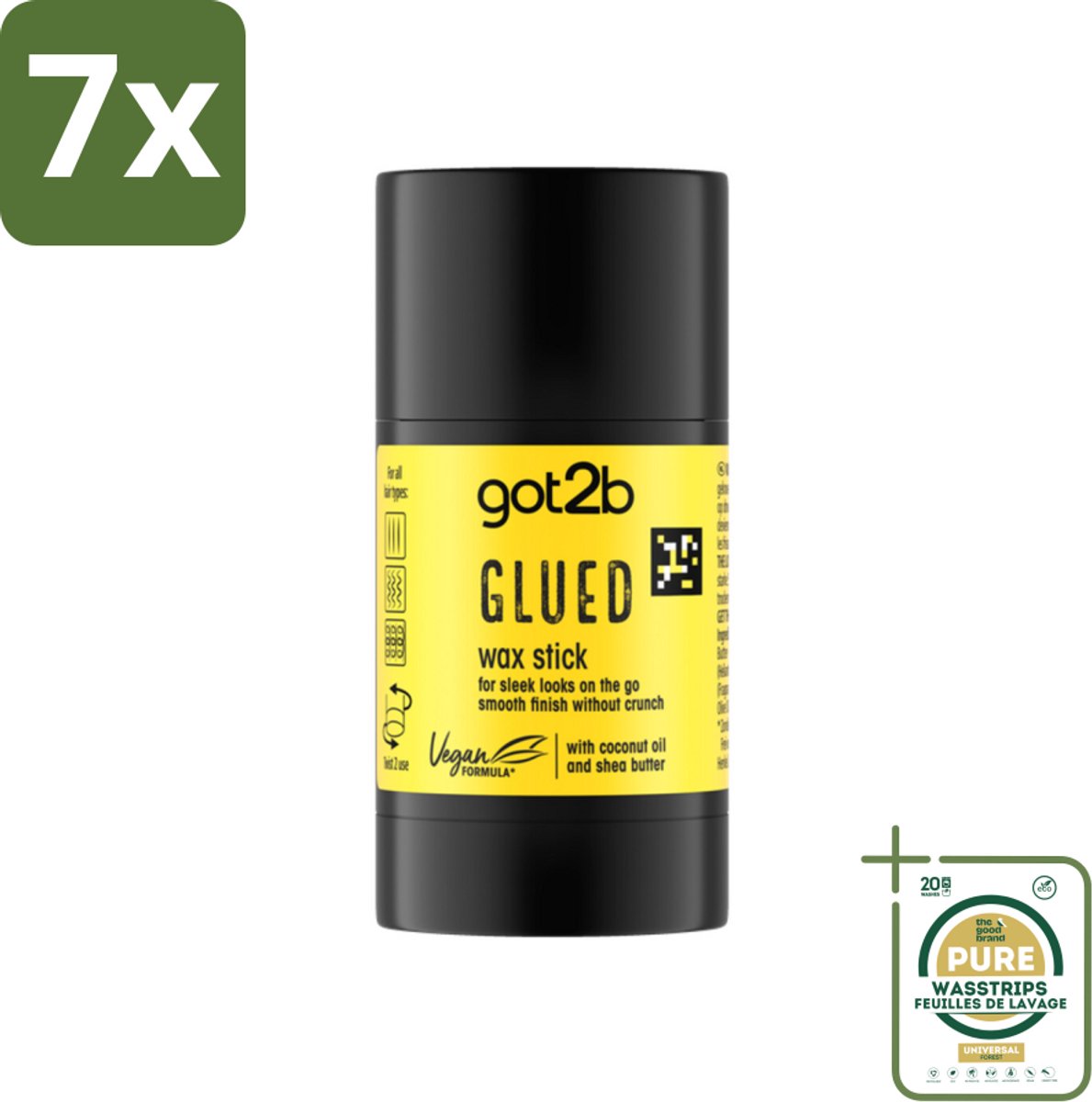 7 x Got2B - Wax Stick - Glued - 50 g - Grootverpakking - Haartype - Strak Haar - Wax Stick - Fixatie - Hold