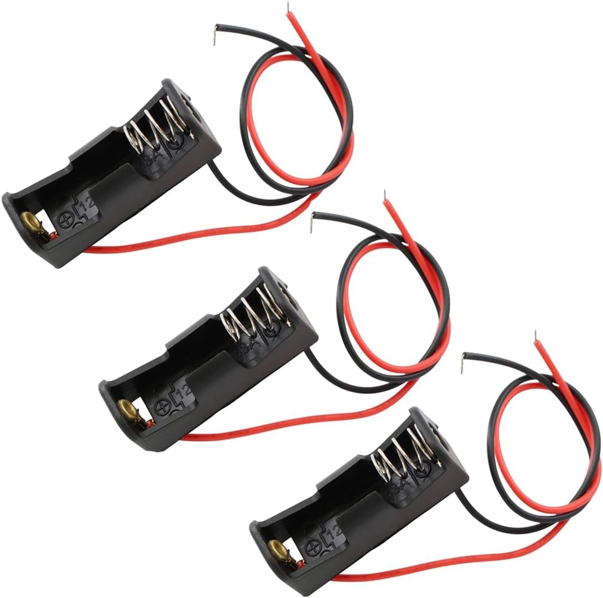 12V 23A Battery Holder Battery Box with Cable No Lid Anti Theft Battery Compartment High Voltage Low Capacity Black - ShopVlot