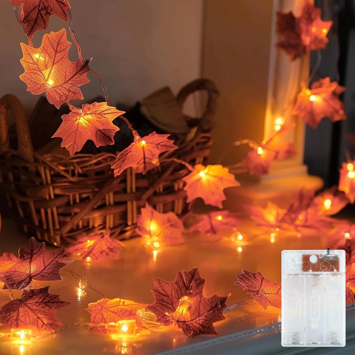 Autumn Garland Maple Leaves Battery Powered Fairy Lights Indoor Outdoor for Autumn Halloween Christmas - ShopVlot
