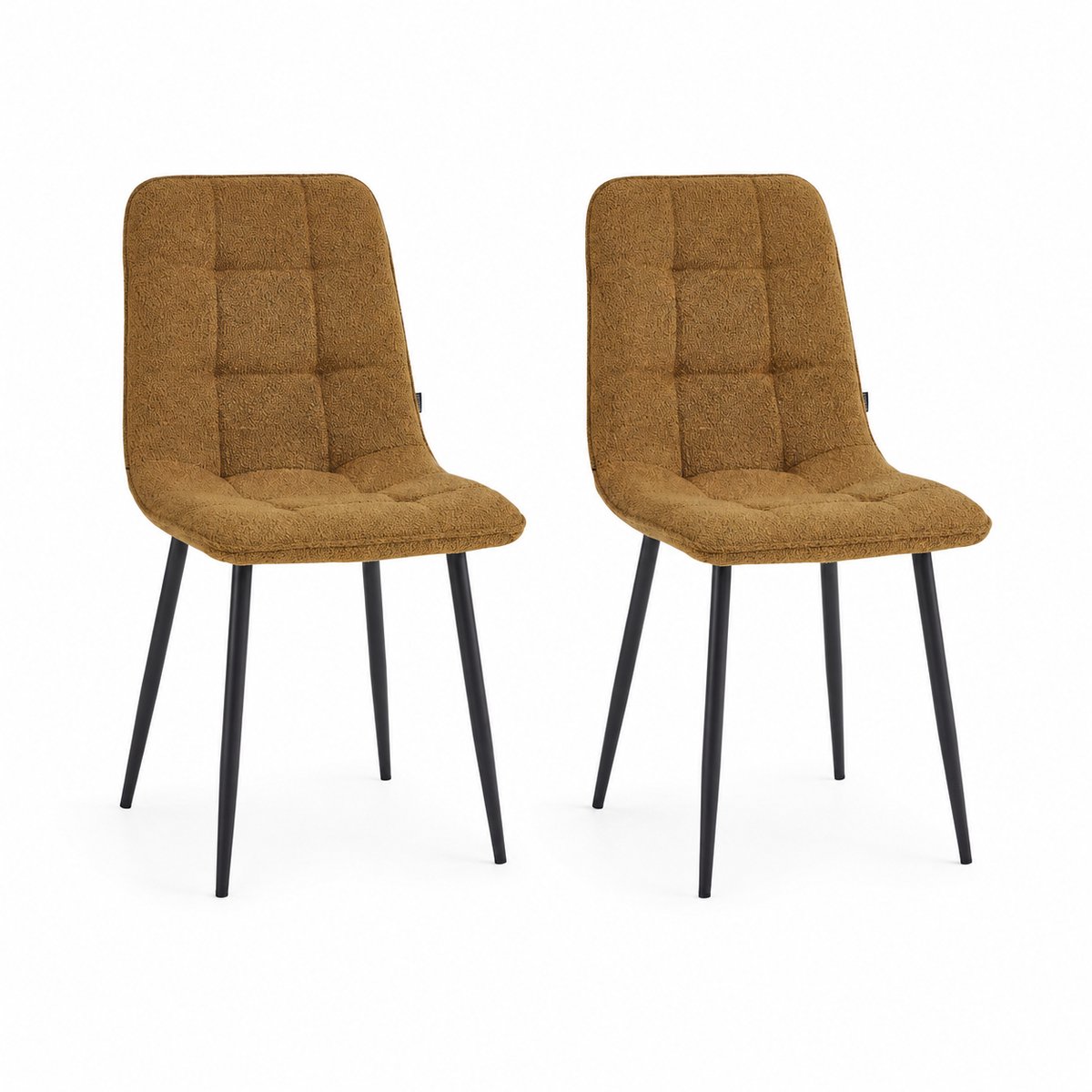 Colenis - Ela Eetkamerstoel - Set Van 2 - Okergeel - Bouclé - Design