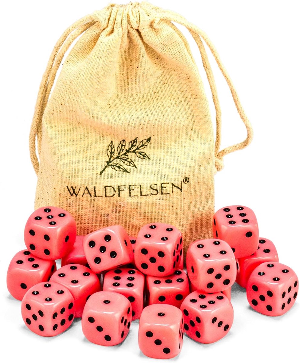 High Quality Dice Standard Size 16mm Play Dice Play Dice 6-Sided Six-Sided Play Accessories Set with Fabric Bag (Pink - ShopVlot