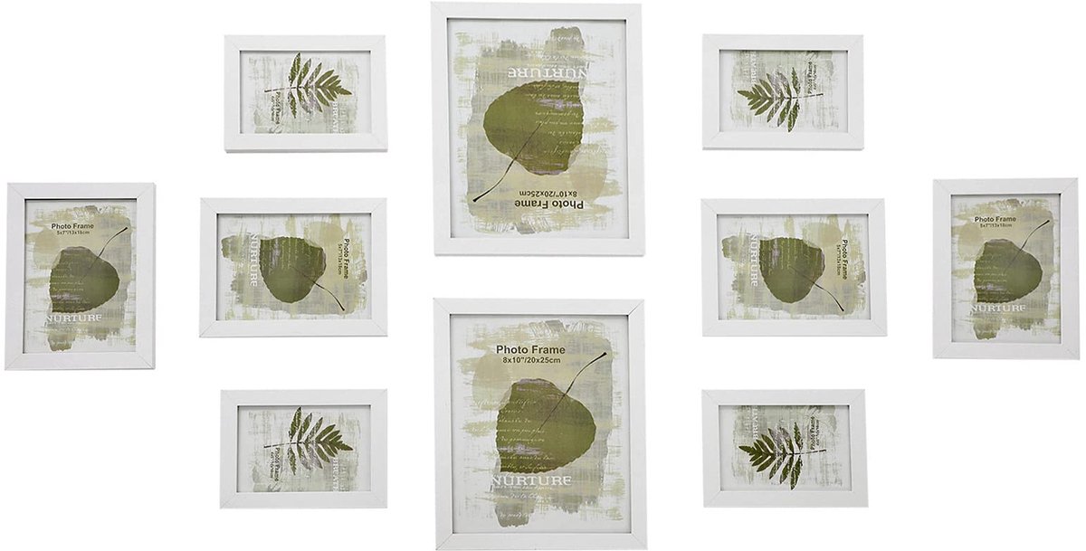 Famanu Fotolijstjes set van 10 met houten rand, ideaal voor het inlijsten van foto's en kunstwerken Naturel
