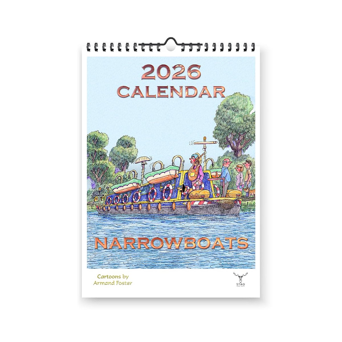 Narrowboats Humor Cartoon Grappige 2026 Jaarlijkse Muur Hangende Kalender - Cartoons door Armand Foster - ShopVlot
