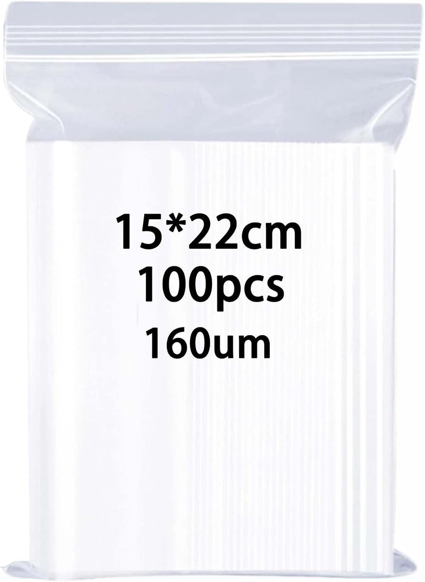 Hersluitbare zakjes zipsluiting - Transparant - 15 x 22 cm - Plastic opbergzakjes met ritssluiting - Voor huishoudelijk gebruik