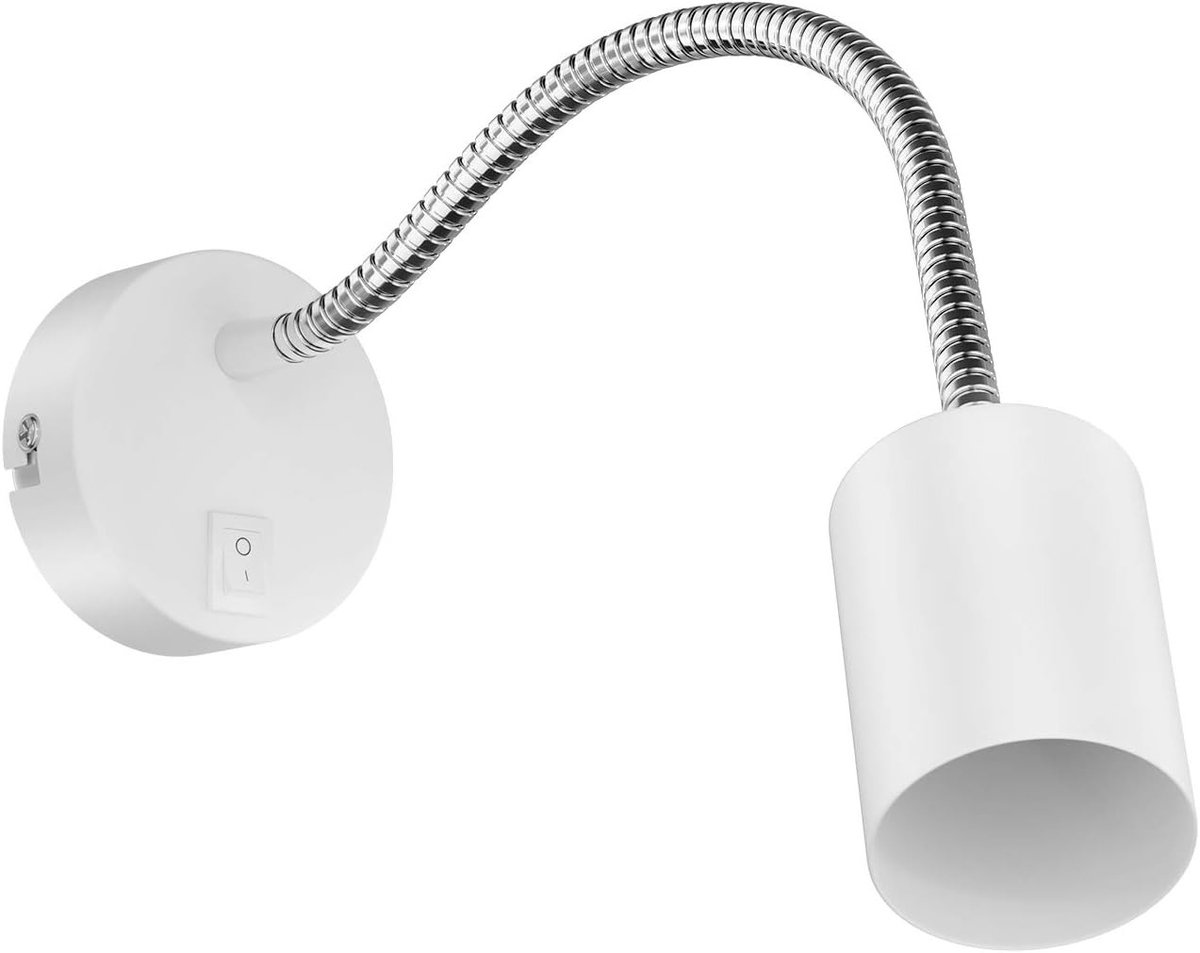 Stekkerlampje - Wit - 1 stuk - Leeslamp met Zwanenhals en GU10-fitting - Voor Wandmontage