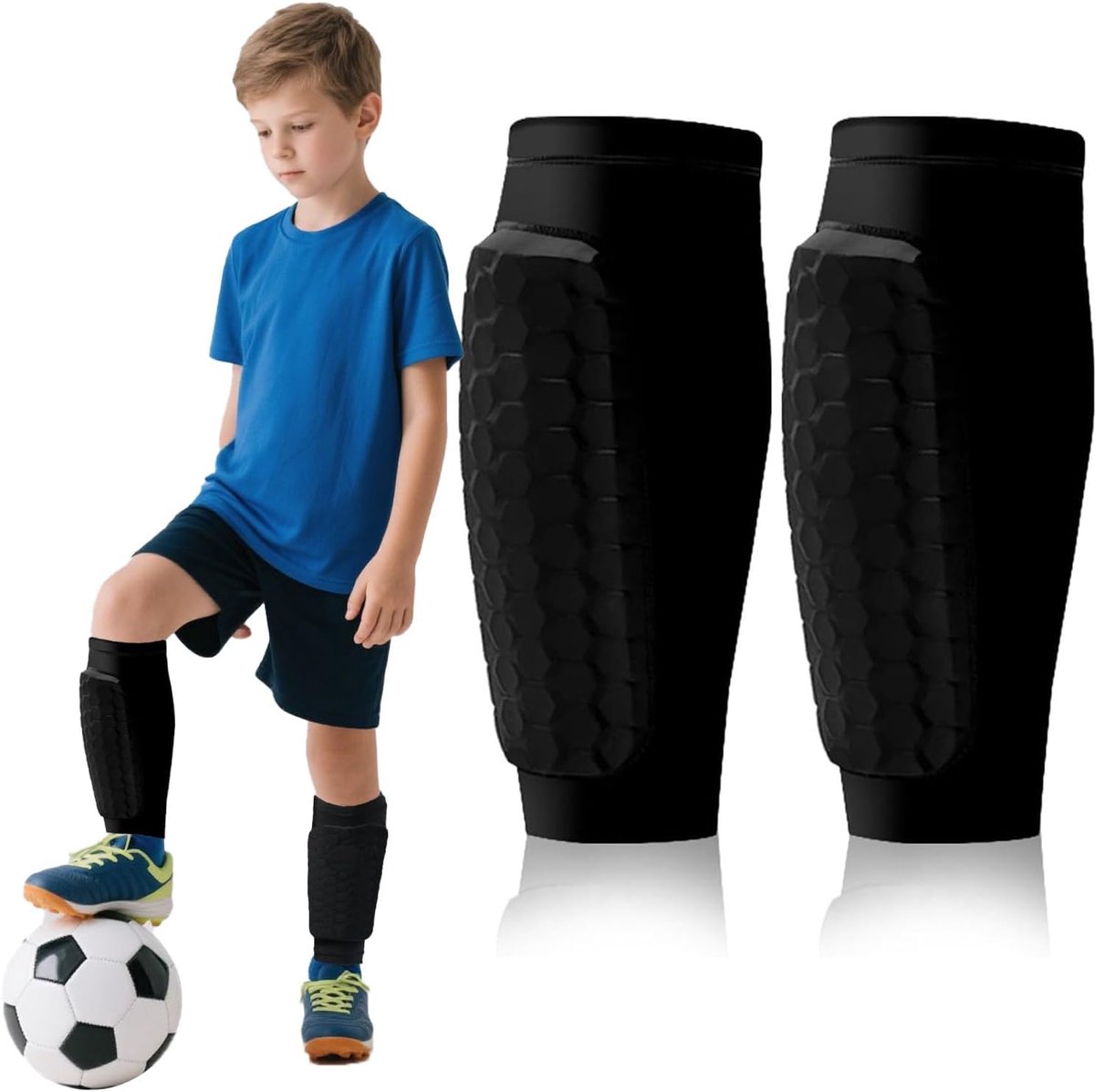 Children's Shin Guards, Football, Breathable and Non-Slip for Football, Men, Designed for Growing Football Players - ShopVlot