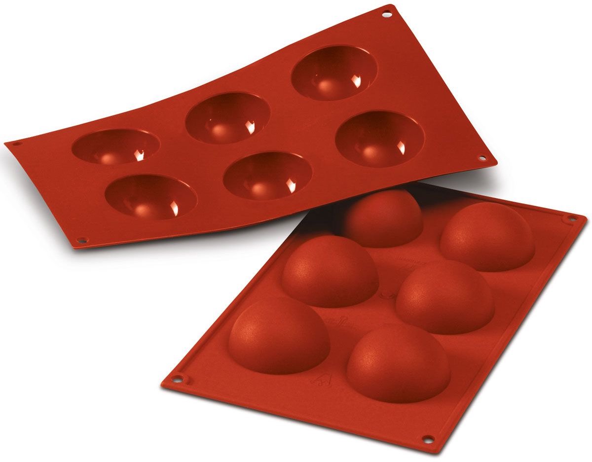 Siliconen bakvorm - Halve bollen - Baking mold - Chocolade vorm - Bolletjes - 1 mal met 6 vormpjes - Rood - Bakken - Desserts - 5 cm diameter - Jonyx