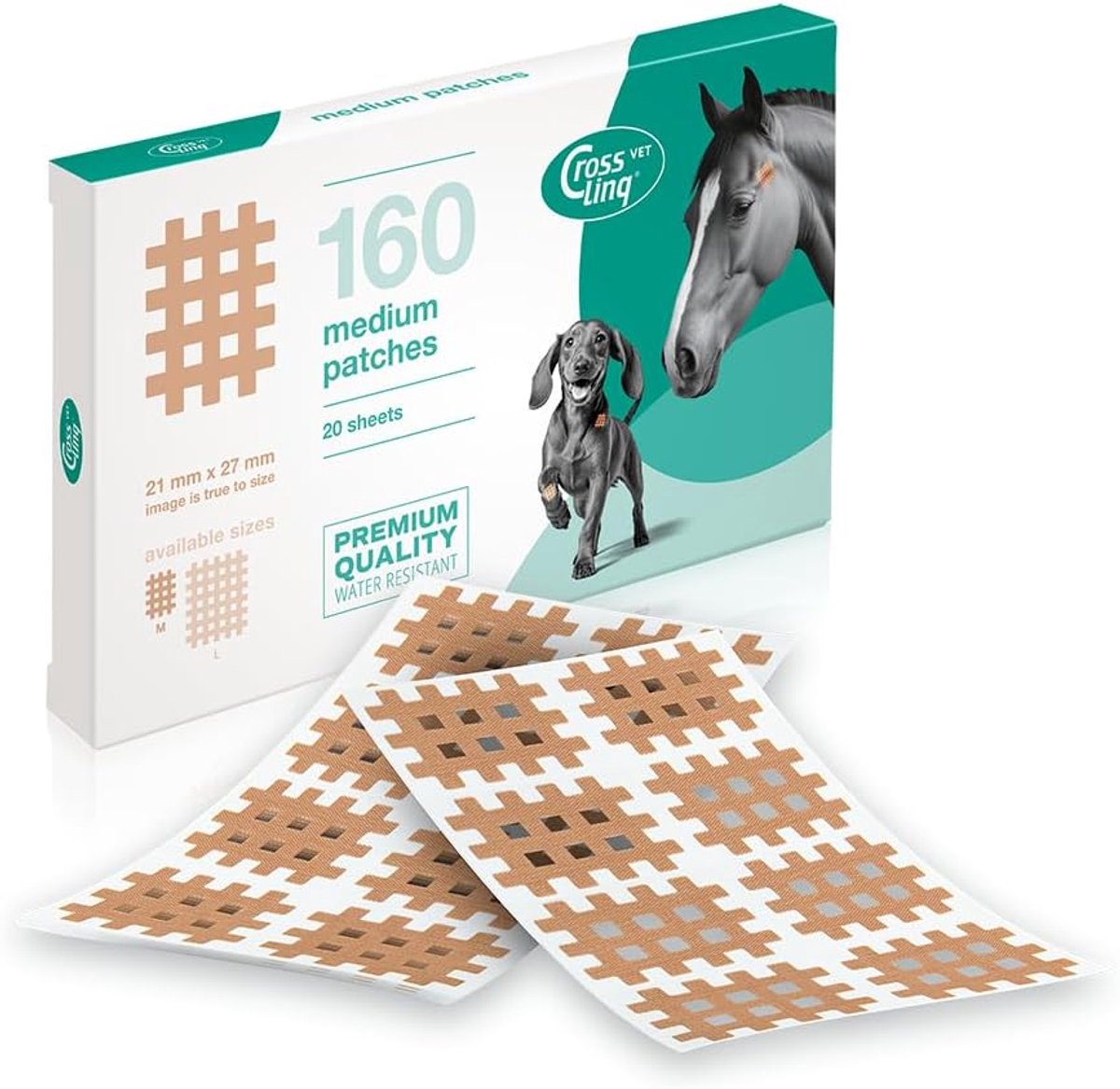 VET Medium Professionele rasterpleisters voor dieren, kruisband voor paarden, honden en huisdieren, 160 zelfklevende - ShopVlot