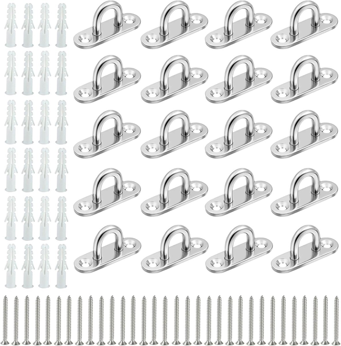Stainless steel haken 4.5 x 1.5 cm - U-vormige oogringen - Zwaar belastbaar - Ideaal voor het ophangen van planten - ShopVlot