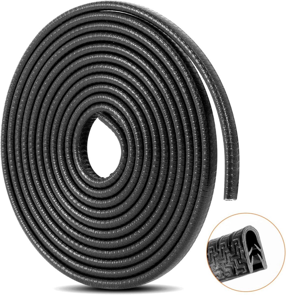 5 Meter Auto Deurbescherming - U-vormige Randbeschermer voor Instap - Universele Pasvorm voor Meeste Auto's - Zwarte PVC Beschermstrip