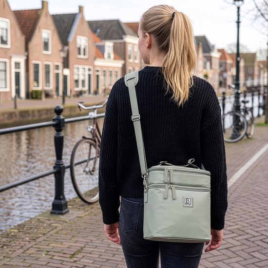 Brisby Koeltas 12 Liter - Lunchtas voor Werk & Onderweg - 2 Geïsoleerde Vakken - Inclusief 2 Koelelementen - Tot 10 Uur Koel - Sage Green van Brisby — afbeelding 5