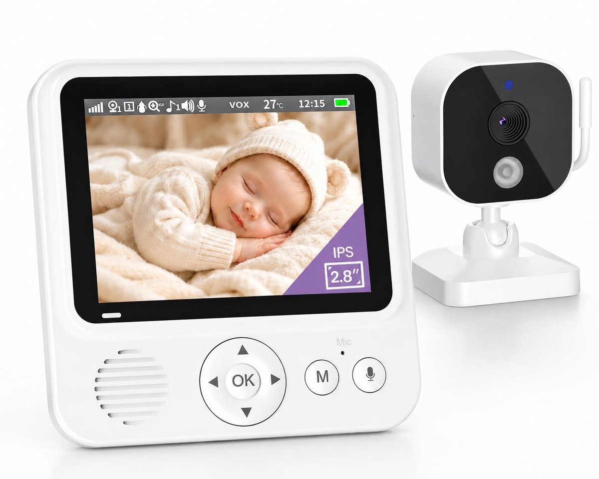 Babyfoon met Camera – 2,8 Inch 720P HD – Nachtzicht – Terugspreekfunctie – VOX – 2000mAh Accu