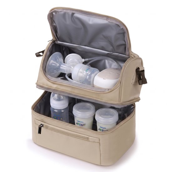Brisby Kolftas 11 Liter - Koeltas voor Moedermelk & Borstkolf - 2 Geïsoleerde Vakken - Inclusief 2 Koelelementen - Tot 10 Uur Koel - Natural Champagne van Brisby — afbeelding 5