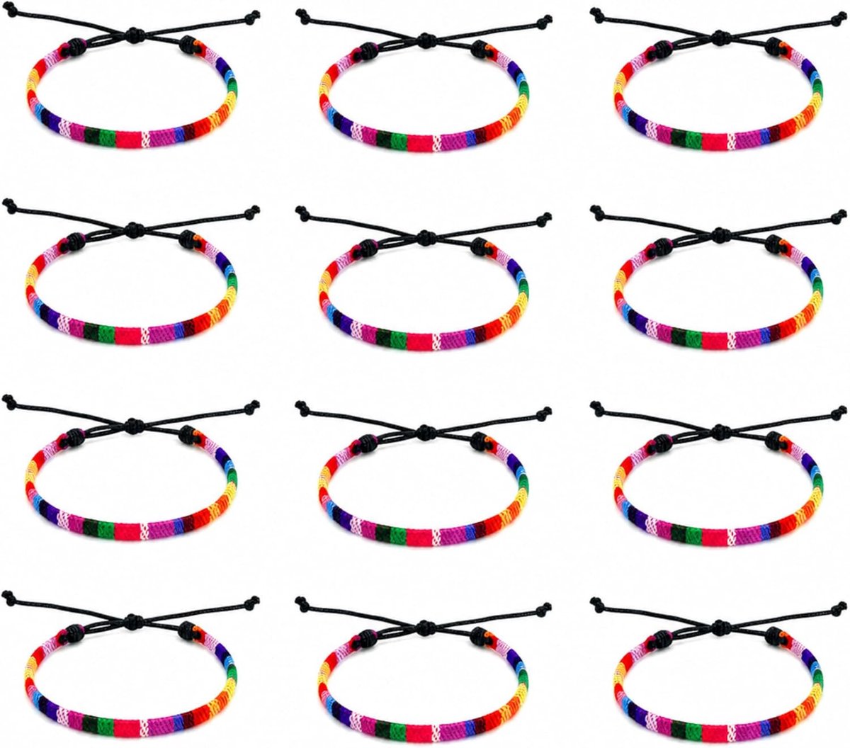 12 vriendschapsarmbanden, surferarmband, handgeweven, Boheems, verstelbaar - ShopVlot