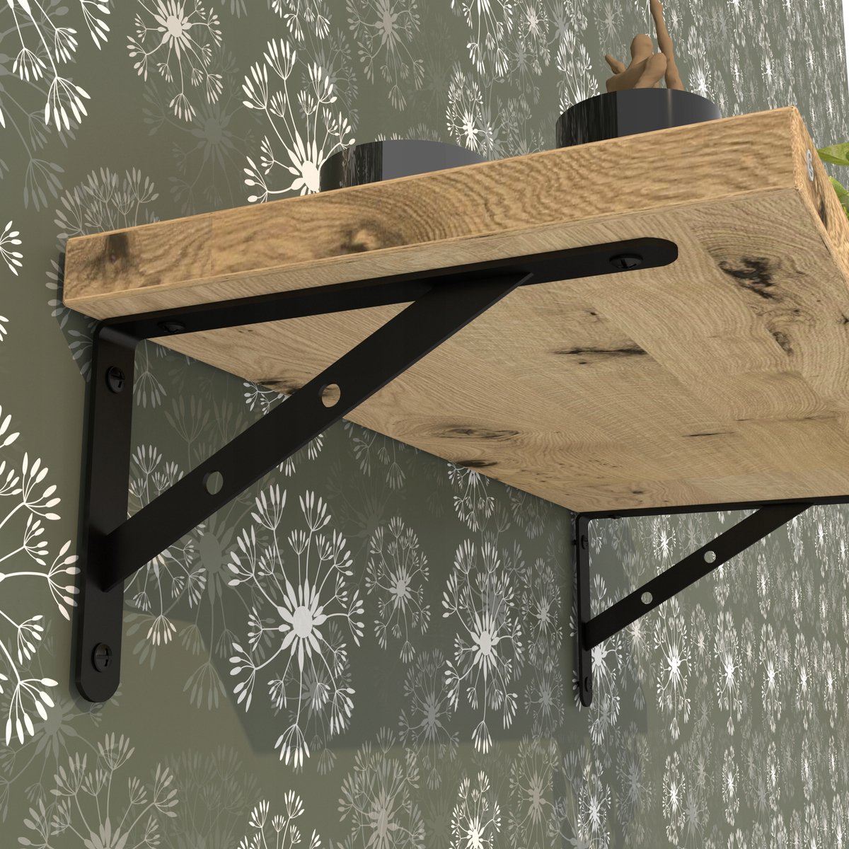Sterke Zwarte Plankdrager 30 cm - Robuuste Wandsteun voor Zware Belasting