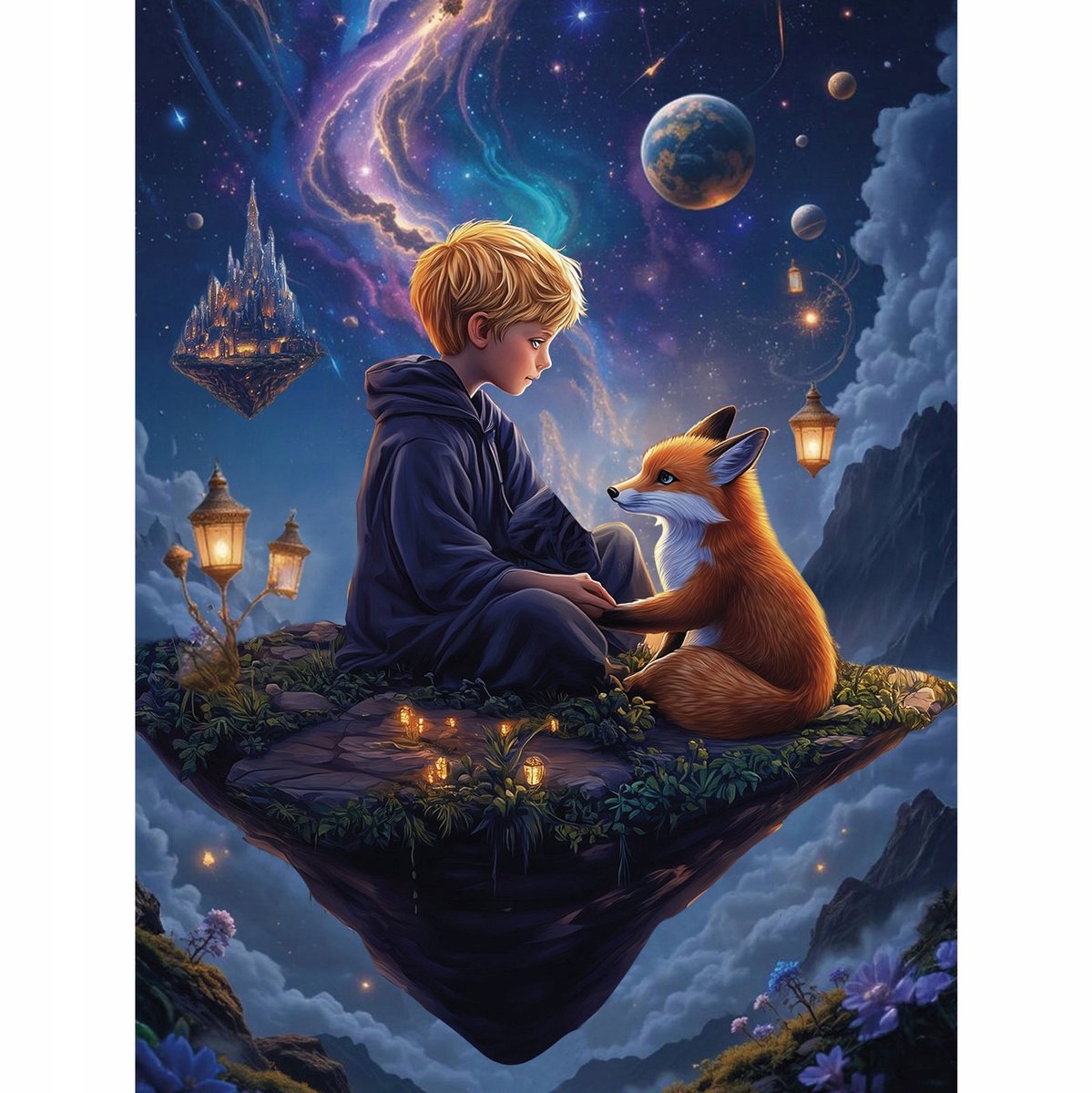 Merkloos Diamond Painting Kosmos Kleine Prins 40x50 cm met Lijst
