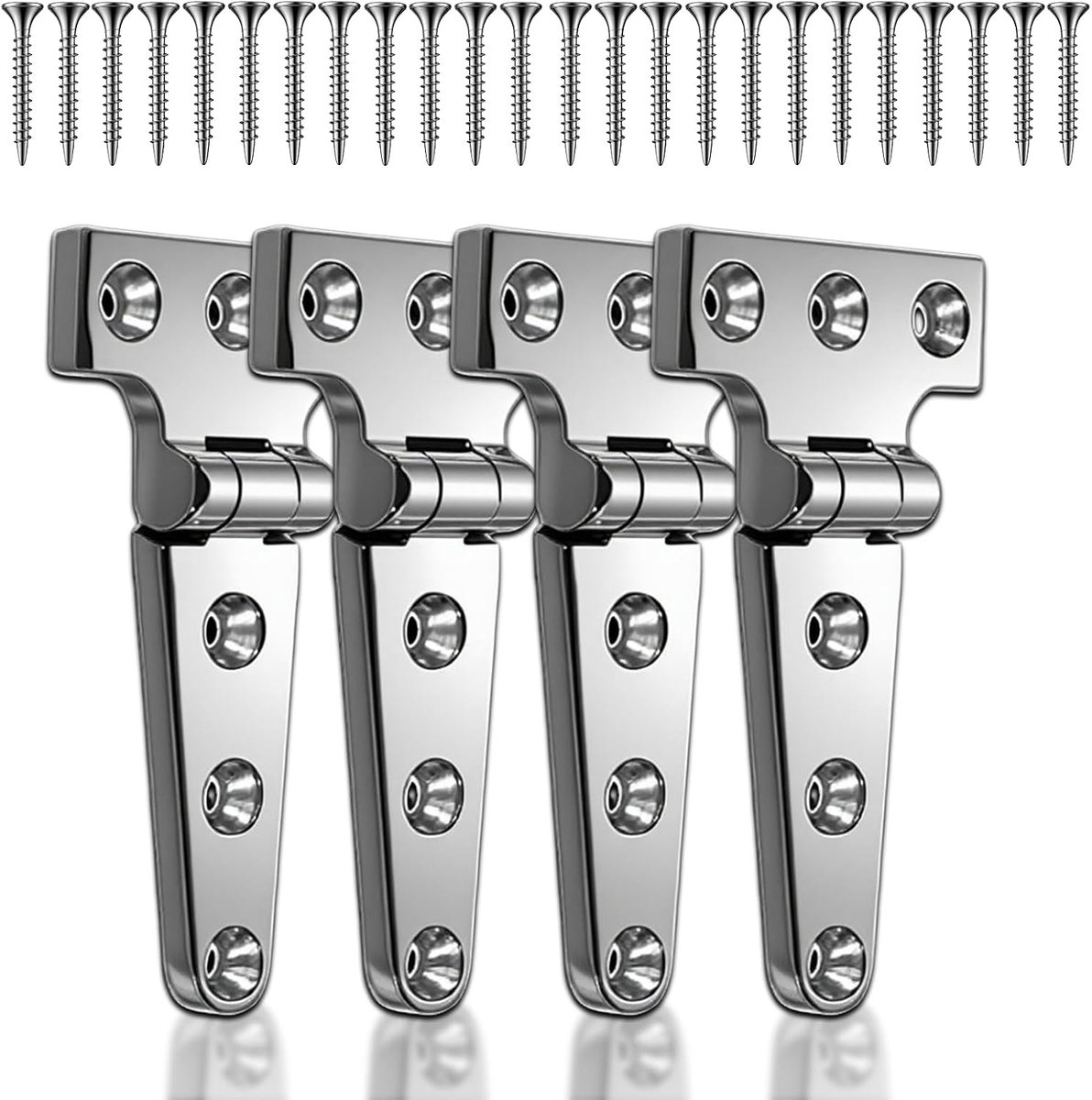 4 stuks T-scharnieren van roestvrij staal, 100 x 54 mm, scharnieren voor zware belasting met schroeven, 316 - ShopVlot