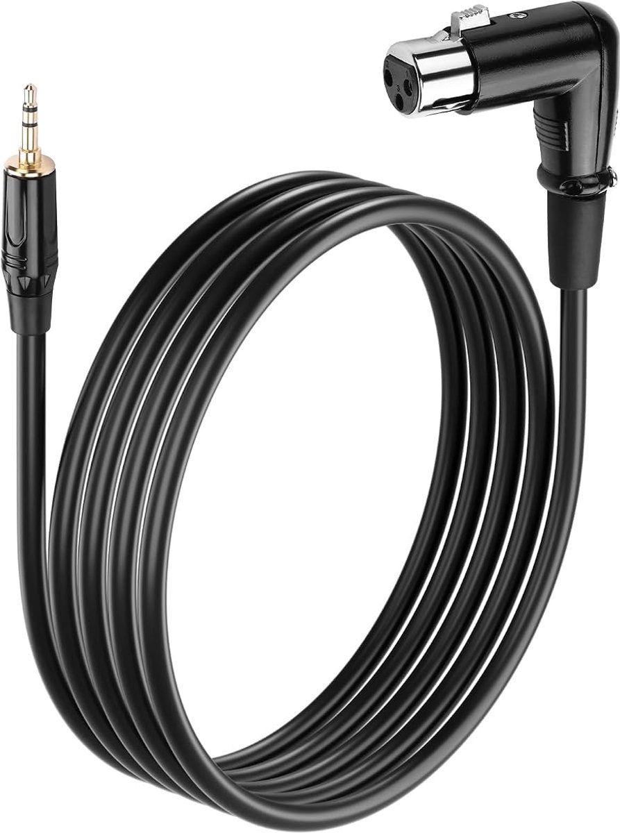 SinLoon 90 Degree Angle, 3 Pin XLR to 3.5mm Gold Plated Audio Cable, 2 Meters, Professional Symmetric Microphone Cable - ShopVlot