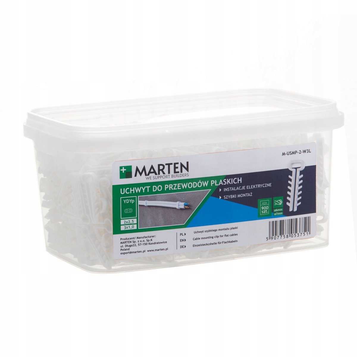 900x Kabelklemmen Wit USP2 6-7mm Boor - Snelle Montage
