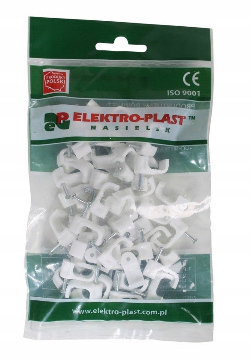 Witte Kabelklem met Nagel voor YDYP 3x2,5 (50 stuks)