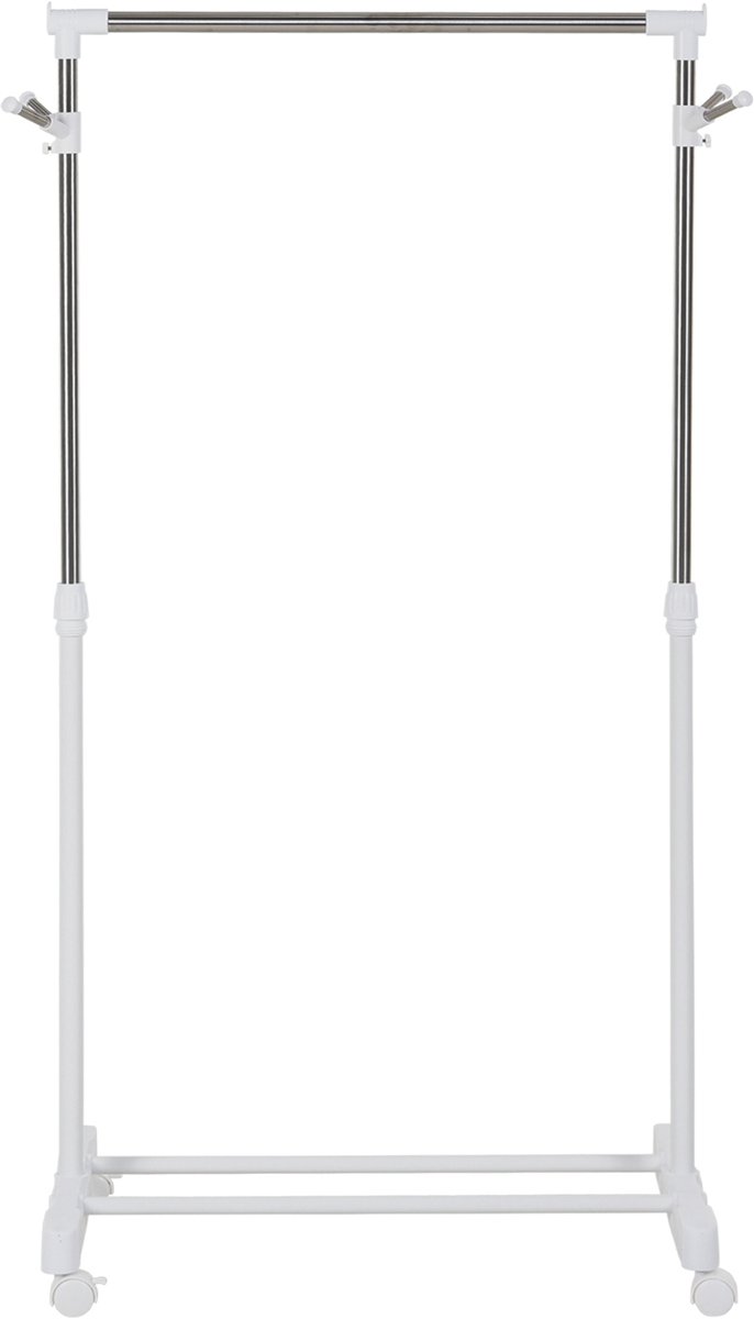 TEKROA® Kledingrek - In hoogte verstelbaar kledingrek - met opbergvoet en 4 wielen - 68,5 x 42 x 87-145 cm