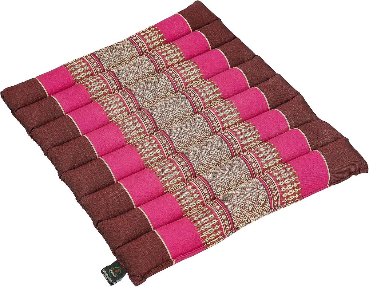 Thai seat cushion approx. 38x40 Thai cushion seat with padding kapok fixed cushion (burgundy & pink) - ShopVlot