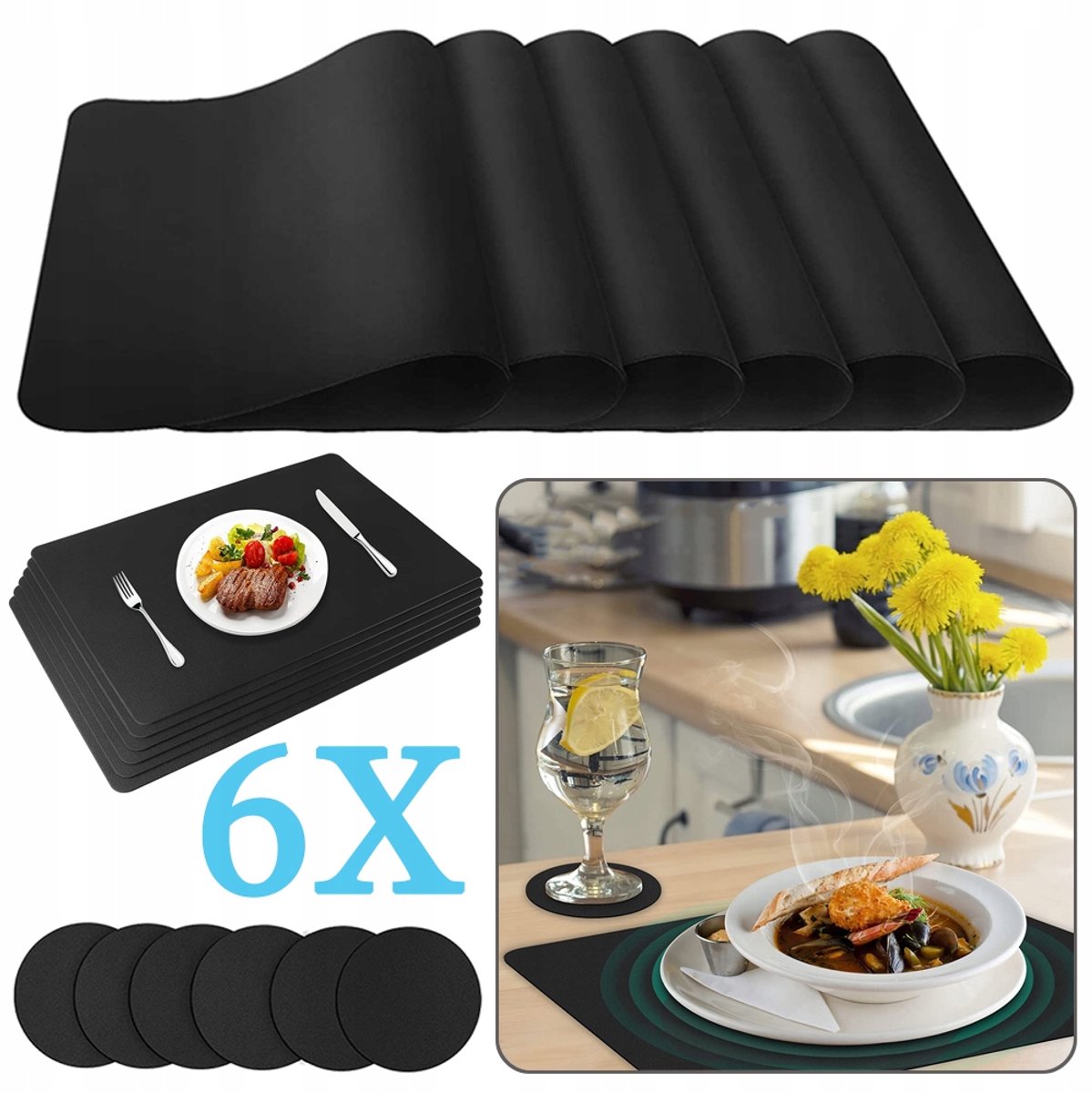 Tafelkleden Set (6 stuks) - Afwasbaar, Waterdicht, Hittebestendig