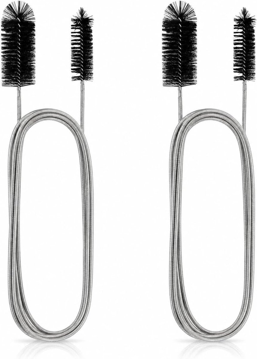 2 stuks slangborstel, flexibele reinigingsborstel met dubbele kop, 200 cm, lange buisborstel met roestvrijstalen - ShopVlot