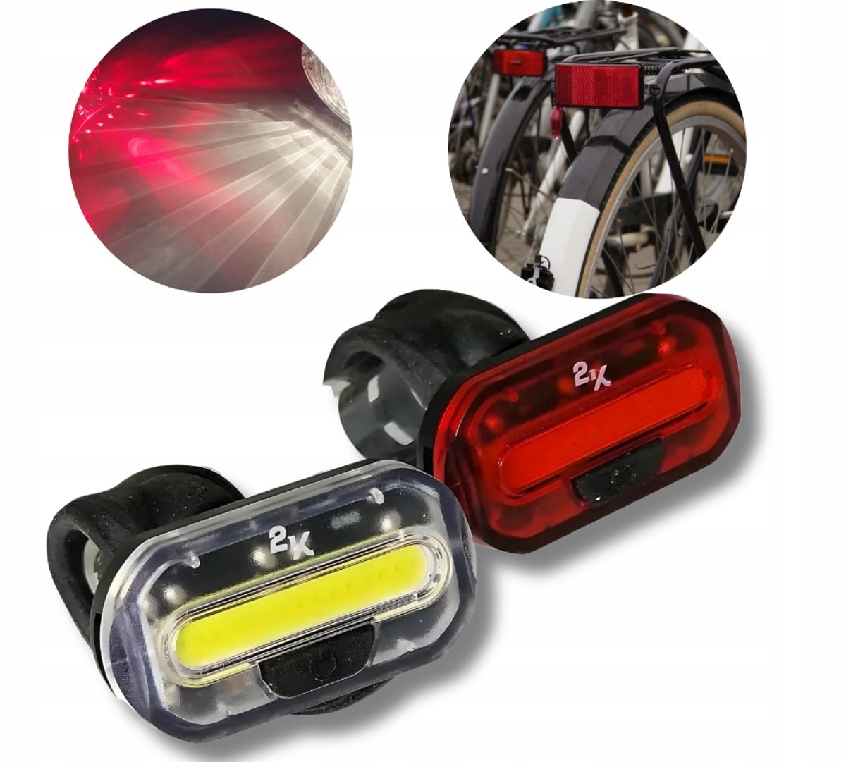 Merkloos Fietsverlichting Set LED Voor & Achter met Batterijen