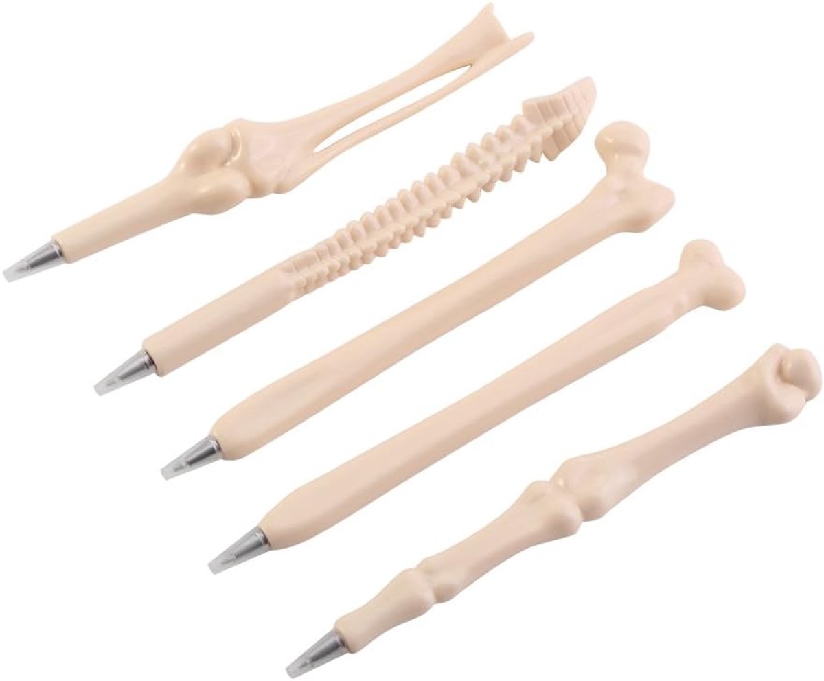 Balpen 5 Stuks - Creatieve Bot Vorm - Skeletontwerp - Perfect voor Halloween - ShopVlot