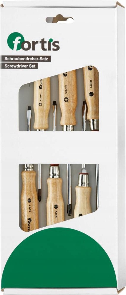 Set van 6 VDE Schroevendraaiers, Plat & Kruiskop, Houten Handvat