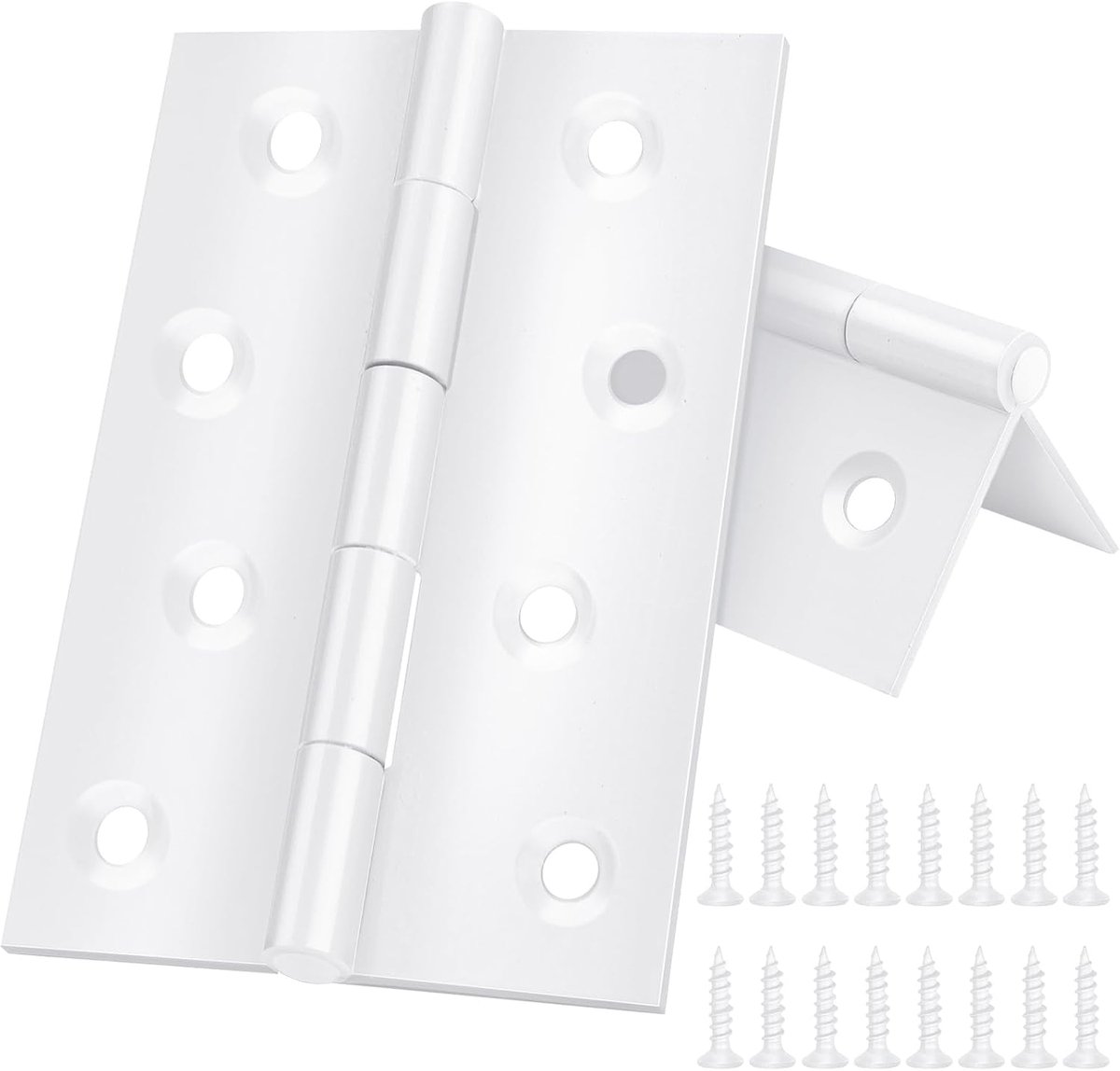 Hengsels 100 mm x 70 mm - RVS met witte coating - Stevig en duurzaam - Geschikt voor binnen en buiten - ShopVlot