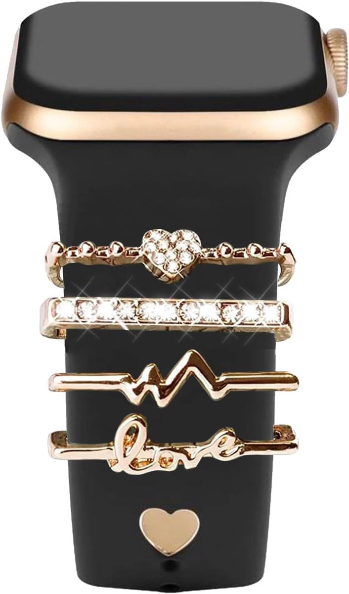Set van 5 Gouden Horlogeband Charms - Compatibel met 38 mm tot 46 mm - Decoratieve Sieraden - Verfraai je horloge - ShopVlot