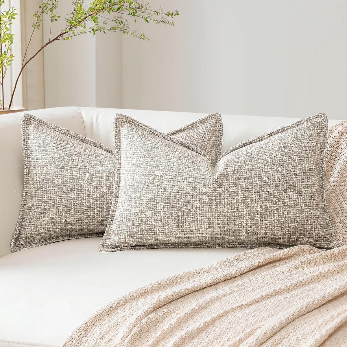 Decoratieve kussenhoezen 30 x 50 cm - zacht linnen structuur - elegant design - perfect voor sofa of slaapkamer - ShopVlot