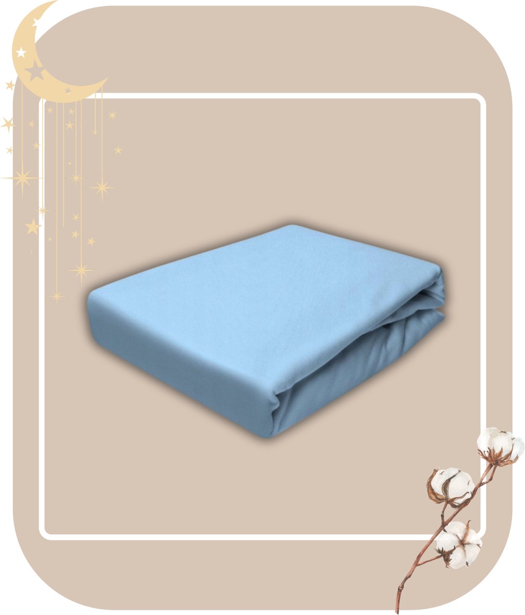 Jersey Hoeslaken 80x180 cm - 100% Katoen, Blauw, Nederlands Product