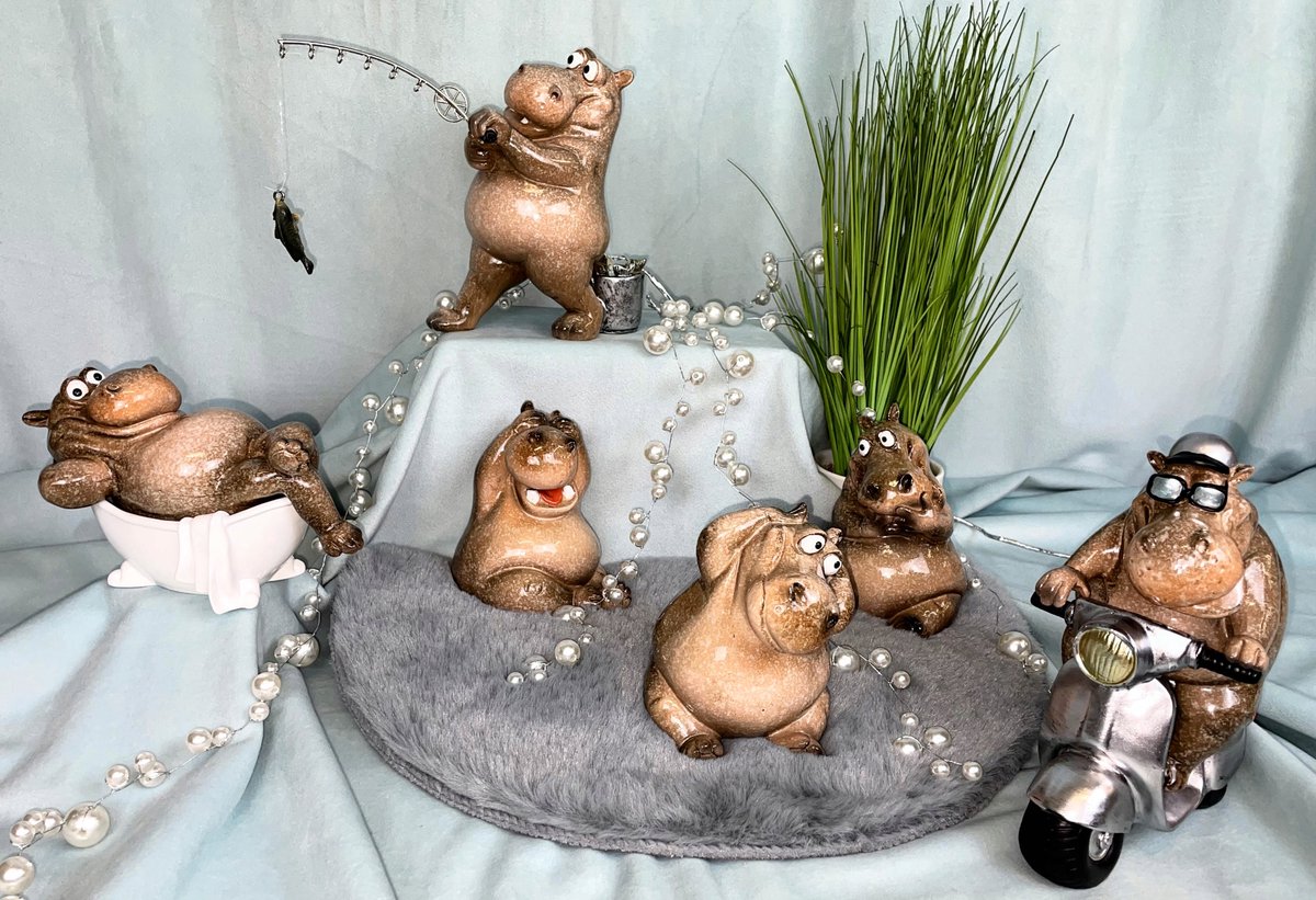 Grappige Nijlpaard Figuur in Bad - Uniek Decoratiecadeau