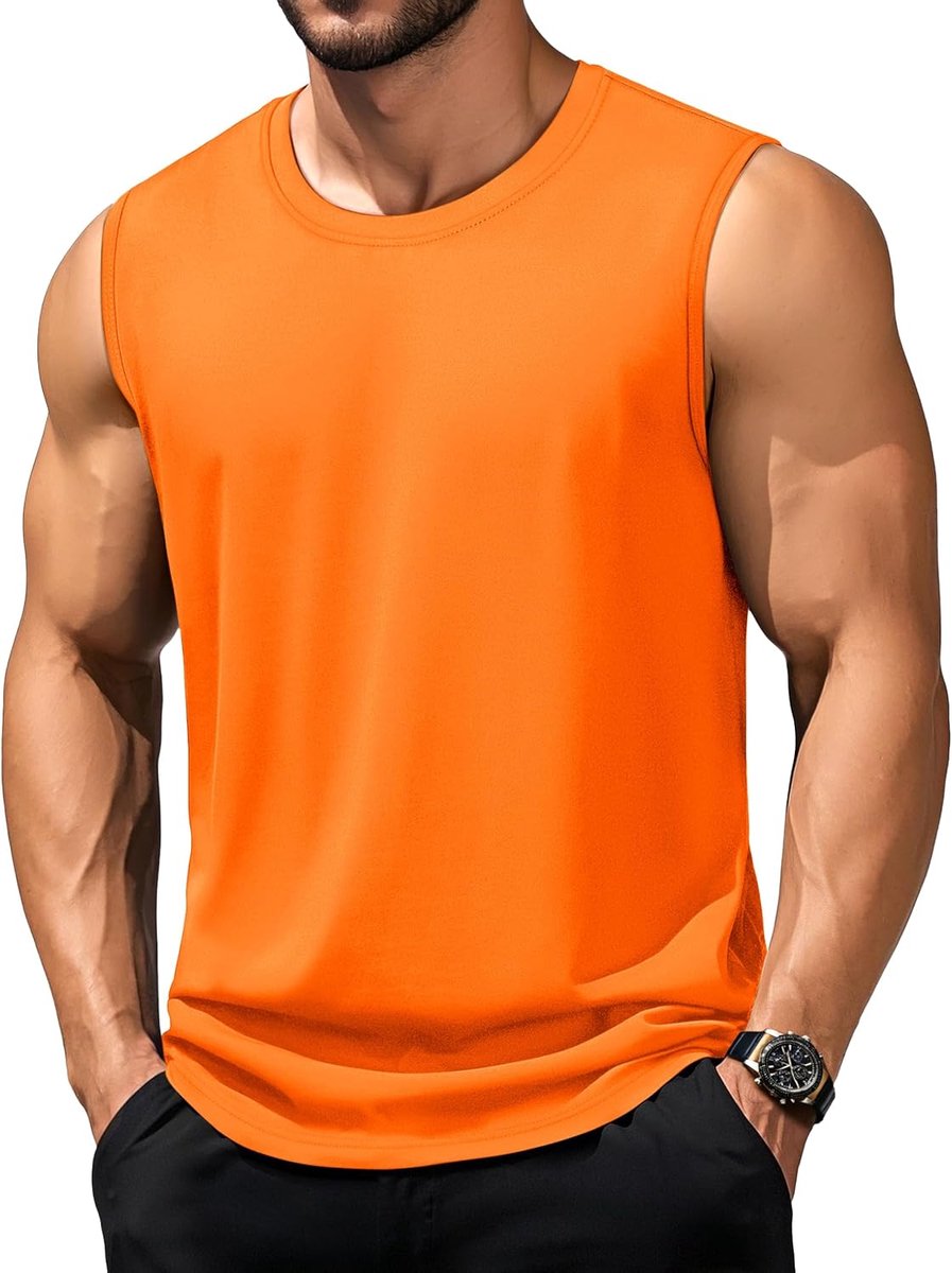 Tanktop heren - katoen - mouwloos - ademend voor fitness - ShopVlot