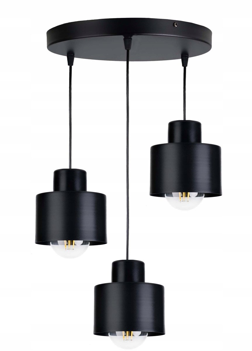 Hanglamp Zwart Metaal, 3xE27, Verstelbare Snoeren, Modern Design