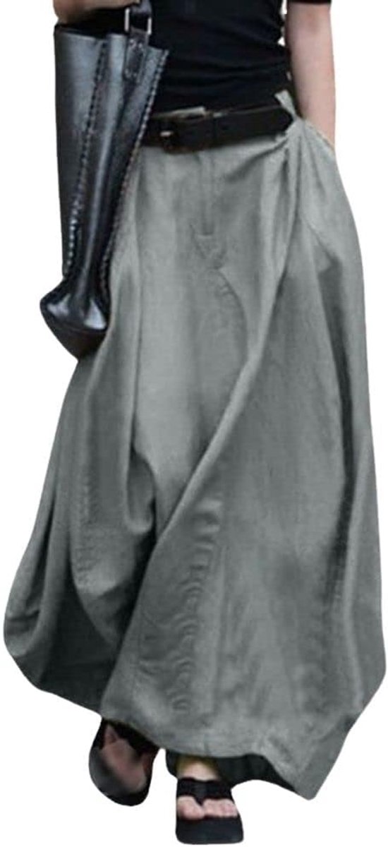 ThreeH Women's High Waist Long Maxi Skirt with Pockets for Spring, Autumn and Winter - ShopVlot