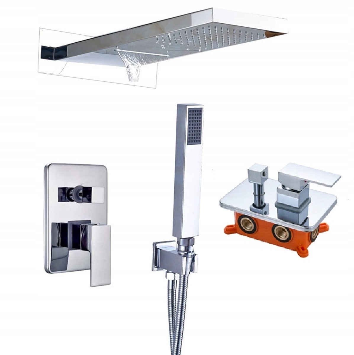 Douchekraan Waterval Chroom BOX - Luxe Design