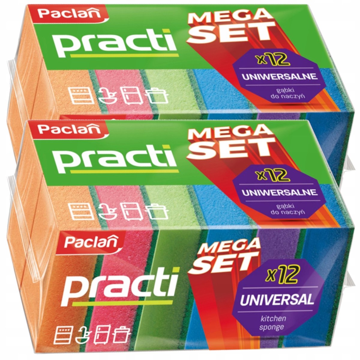 Paclan Practi Afwas- en Schoonmaaksponsjes - 12 stuks