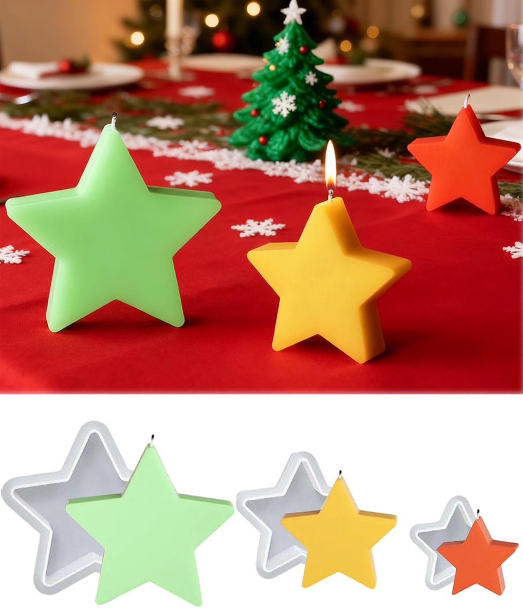SnelShoppen - Silicone Ster Vorm 3 Vormen Wit Silicone Herbruikbaar voor DIY Decoraties Feest Decoraties voor Kinderen en Tuin