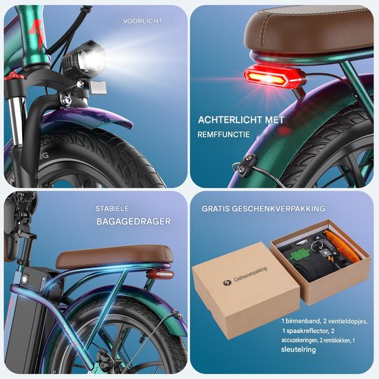 Fafrees 25AH Elektrische vouwfiets - E-Bike - 20 x 3.0 Inch Banden - Maximaal bereik 150 km - Shimano 7 versnellingen - 20 Inch opvouwbare City Commuter E-Bike - Elektrische stadsfietsen– Kleurrijk van FAFREES — afbeelding 3