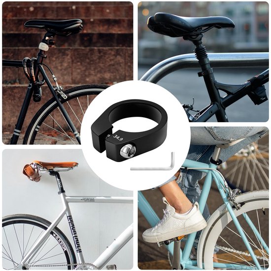 Sattelklemme 34,9 mm voor fietsen - Aluminium met inbussleutel, zwart — afbeelding 4