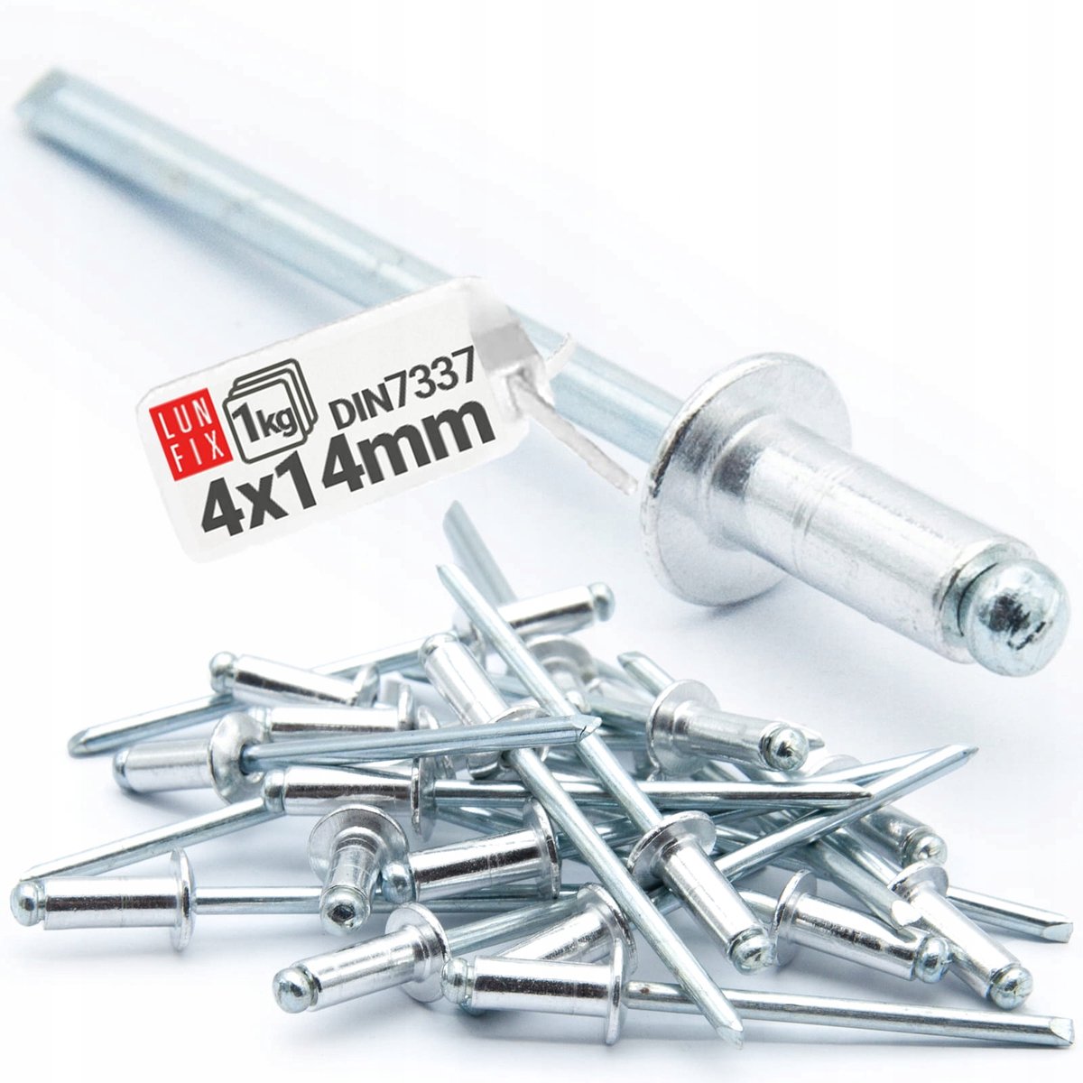 Aluminium-stalen blindklinknagels 4x14mm, 1kg, verzinkt