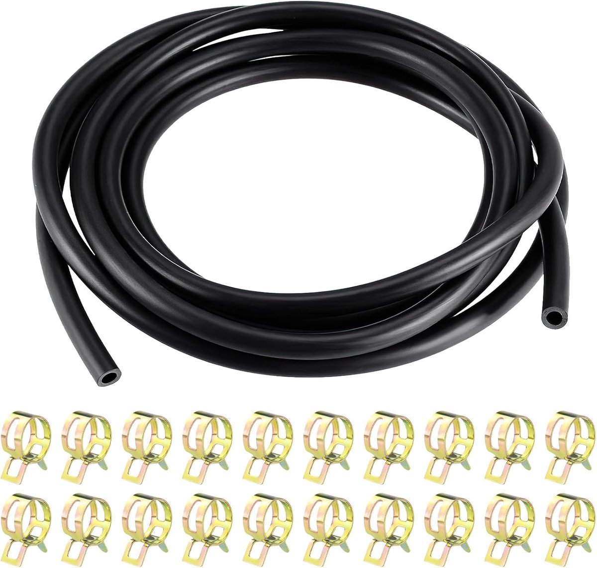 Fuel Hose Kit 2.4M Ø 5mm Fuel Hose Oil Hose Diesel Hose with 20pcs Hose Clamps for Car Motorcycle Scooter Lawn Mowers - ShopVlot
