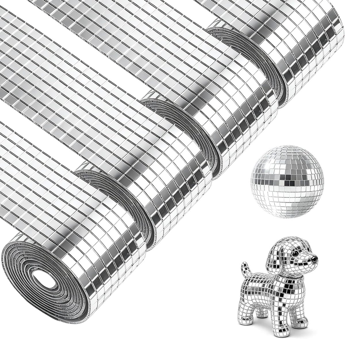 Spiegelmozaïektegels, zelfklevend, mozaïektegels, discobol, 6400 stuks - ShopVlot
