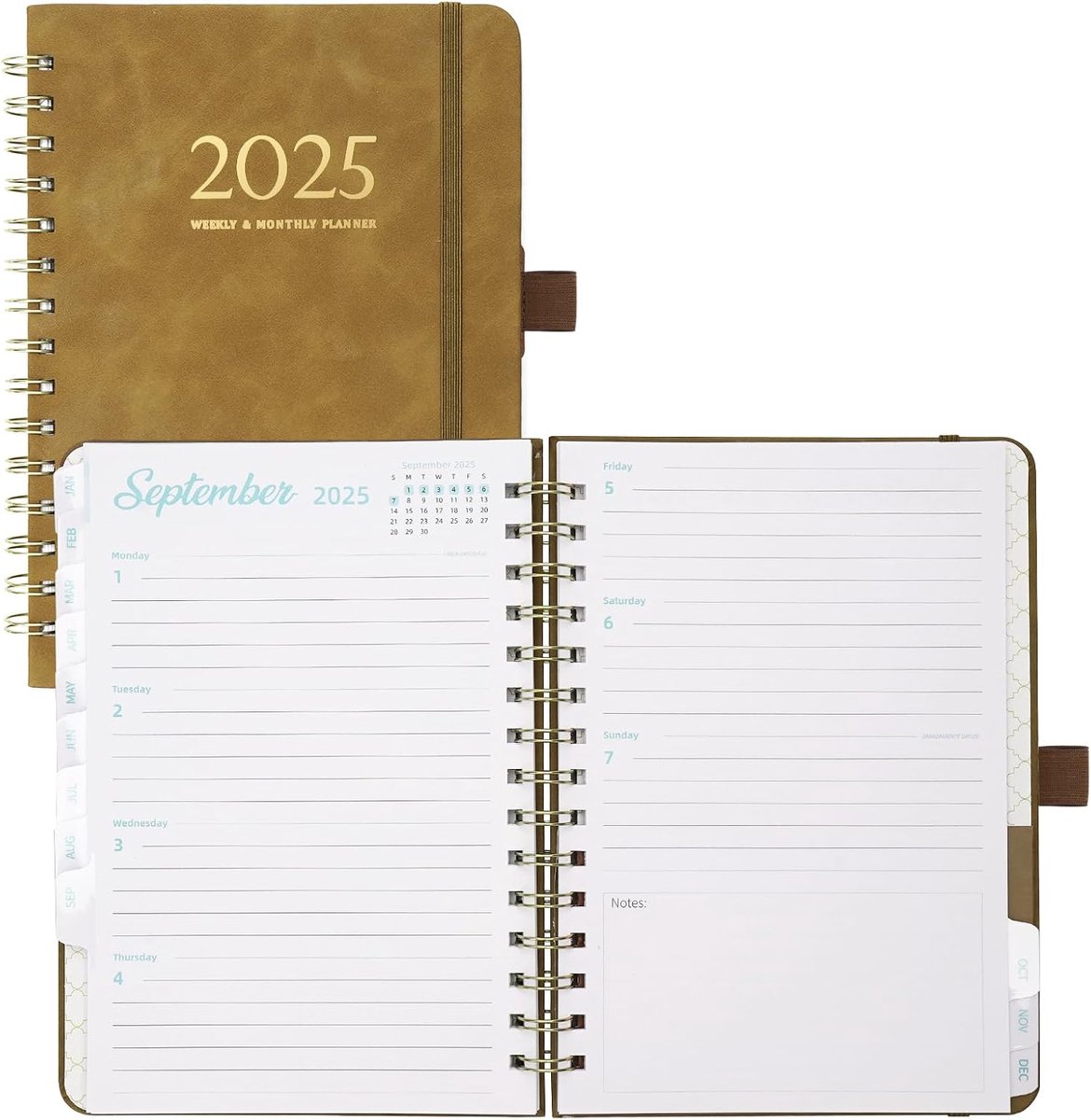 Weekly Planner 2025, Daily Calendar 2025, 12 Months, for School, Family, Work, Soft Cover Made of Vegan Leather and - ShopVlot