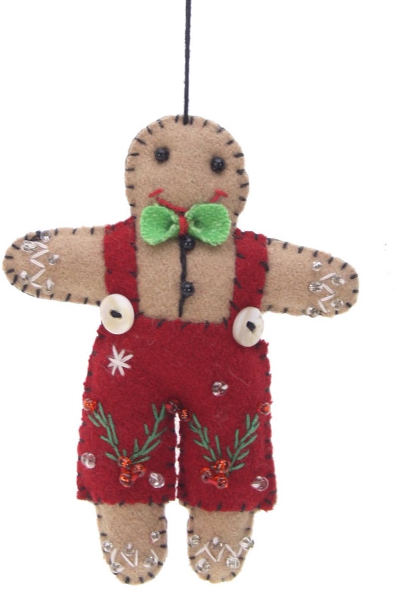 Gingerbread mannetje, vilt 8x2x10,5cm