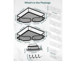 Adurei Hoekdouche Caddy 3 Pack met zeephouder zonder boor wandmontage 304 roestvrij staal duurzaam grote capaciteit - ShopVlot